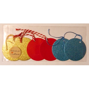 Glitter Gift Tags (6 pack round)